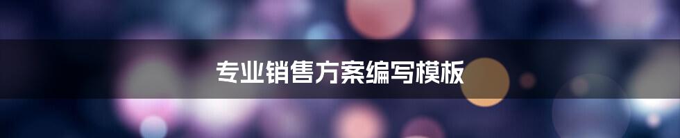 专业销售方案编写模板