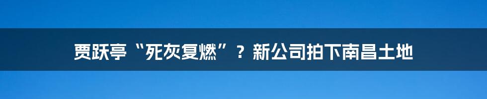 贾跃亭“死灰复燃”?新公司拍下南昌土地