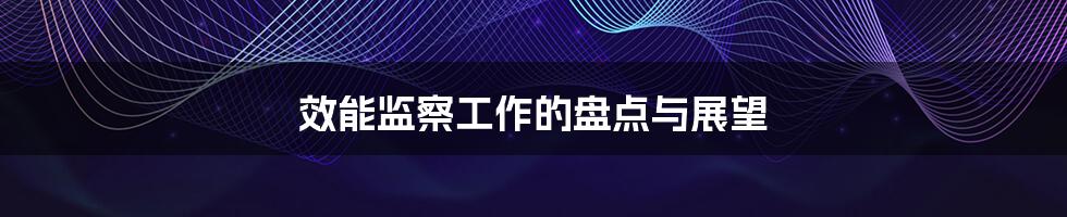 效能监察工作的盘点与展望