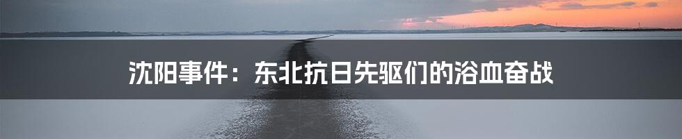 沈阳事件：东北抗日先驱们的浴血奋战