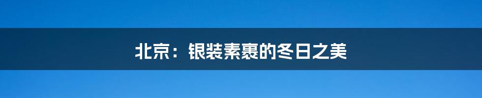 北京:银装素裹的冬日之美