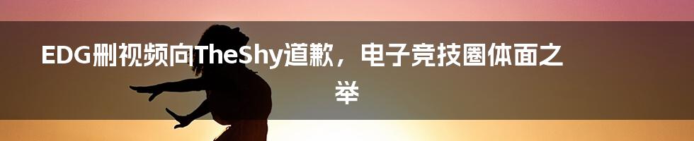 EDG删视频向TheShy道歉,电子竞技圈体面之举