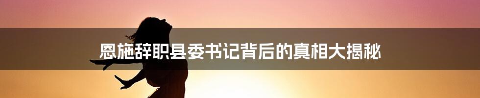 恩施辞职县委书记背后的真相大揭秘