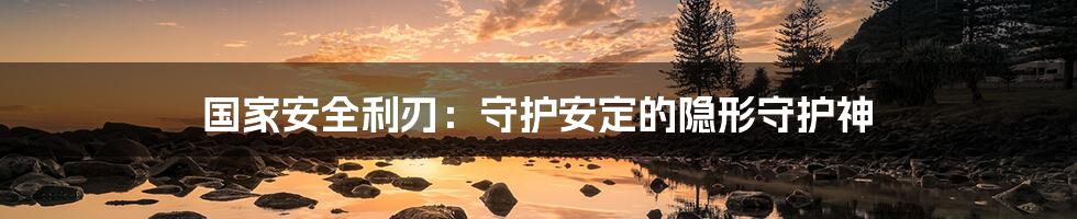 国家安全利刃:守护安定的隐形守护神