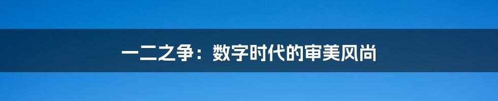 一二之争:数字时代的审美风尚