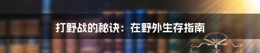 打野战的秘诀:在野外生存指南