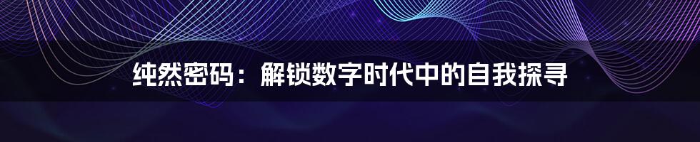 纯然密码:解锁数字时代中的自我探寻