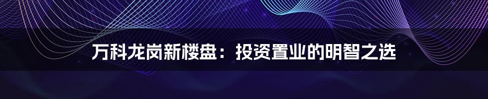 万科龙岗新楼盘：投资置业的明智之选