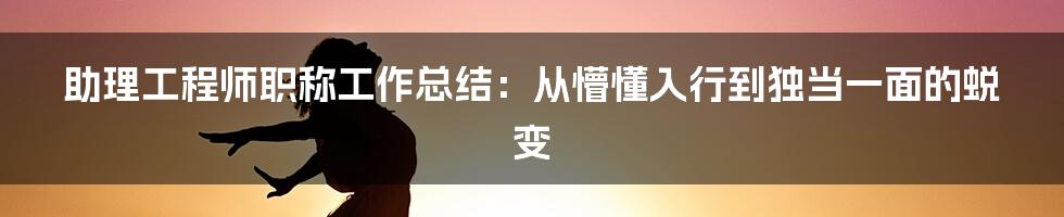 助理工程师职称工作总结:从懵懂入行到独当一面的蜕变