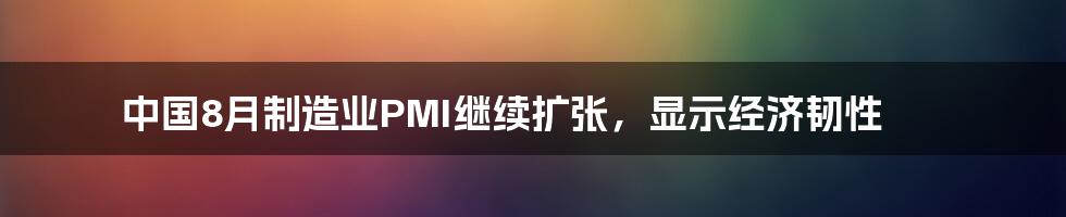 中国8月制造业PMI继续扩张,显示经济韧性