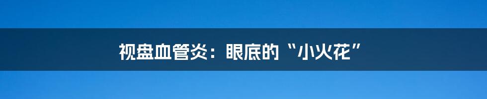 视盘血管炎：眼底的“小火花”