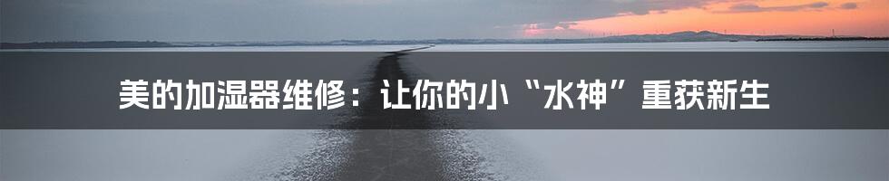 美的加湿器维修:让你的小“水神”重获新生