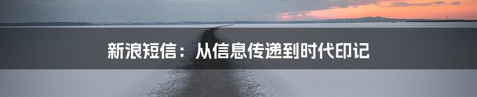 新浪短信:从信息传递到时代印记