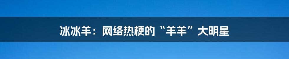 冰冰羊:网络热梗的“羊羊”大明星
