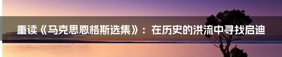 重读《马克思恩格斯选集》:在历史的洪流中寻找启迪