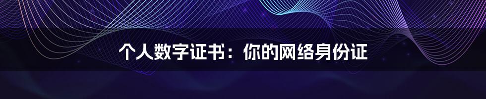 个人数字证书：你的网络身份证