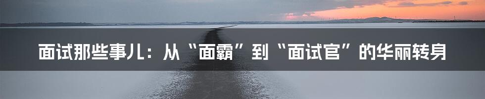 面试那些事儿:从“面霸”到“面试官”的华丽转身