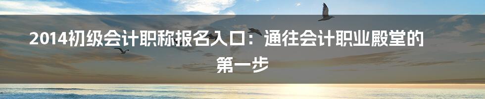 2014初级会计职称报名入口：通往会计职业殿堂的第一步