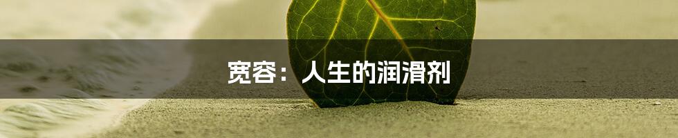 宽容：人生的润滑剂