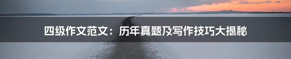 四级作文范文:历年真题及写作技巧大揭秘