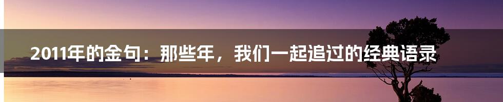 2011年的金句:那些年,我们一起追过的经典语录
