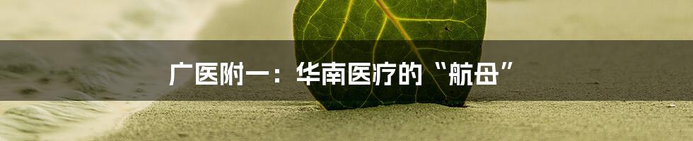 广医附一：华南医疗的“航母”