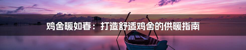 鸡舍暖如春:打造舒适鸡舍的供暖指南