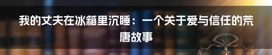 我的丈夫在冰箱里沉睡:一个关于爱与信任的荒唐故事