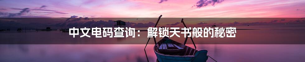 中文电码查询:解锁天书般的秘密