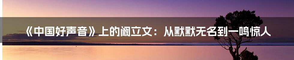 《中国好声音》上的阚立文：从默默无名到一鸣惊人