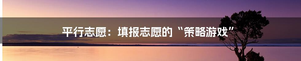 平行志愿:填报志愿的“策略游戏”
