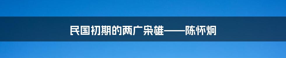 民国初期的两广枭雄——陈怀炯