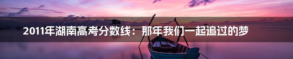 2011年湖南高考分数线:那年我们一起追过的梦
