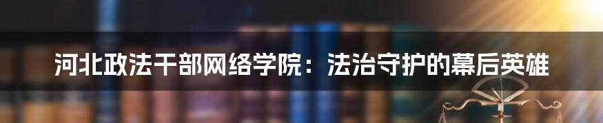 河北政法干部网络学院:法治守护的幕后英雄