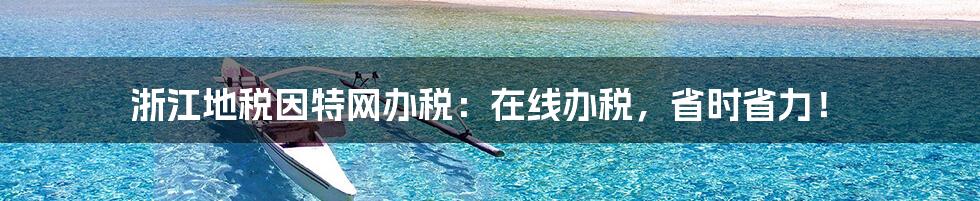 浙江地税因特网办税:在线办税,省时省力!