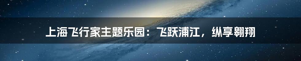 上海飞行家主题乐园:飞跃浦江,纵享翱翔
