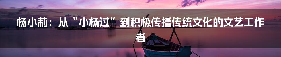 杨小莉：从“小杨过”到积极传播传统文化的文艺工作者
