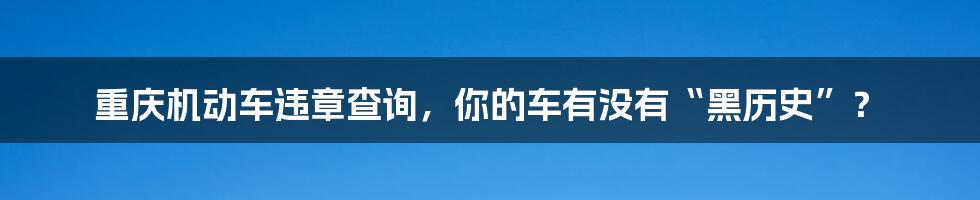 重庆机动车违章查询,你的车有没有“黑历史”?