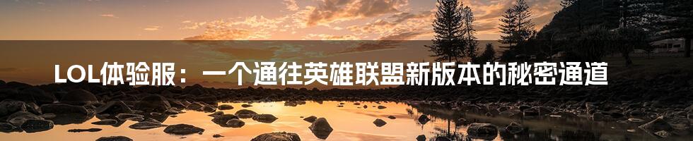 LOL体验服:一个通往英雄联盟新版本的秘密通道