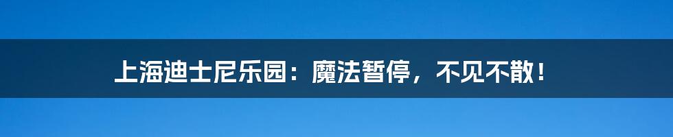 上海迪士尼乐园:魔法暂停,不见不散!