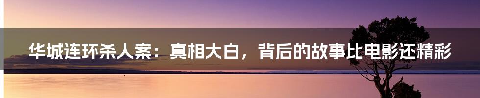 华城连环杀人案:真相大白,背后的故事比电影还精彩