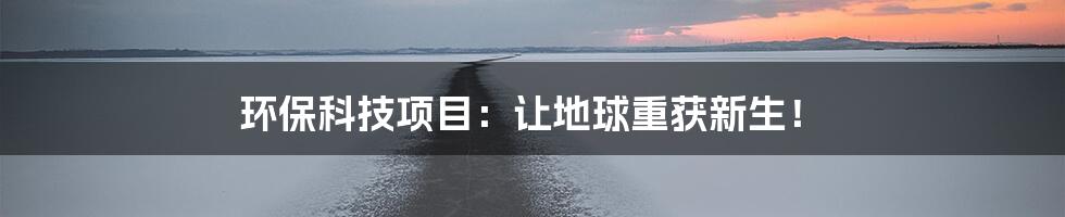环保科技项目:让地球重获新生!