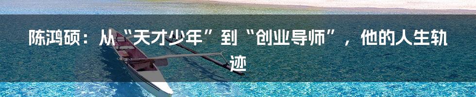 陈鸿硕:从“天才少年”到“创业导师”,他的人生轨迹