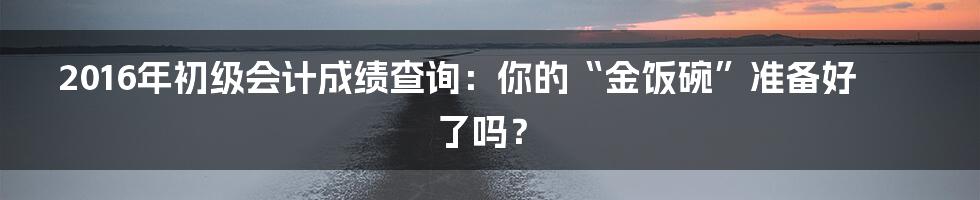 2016年初级会计成绩查询:你的“金饭碗”准备好了吗?