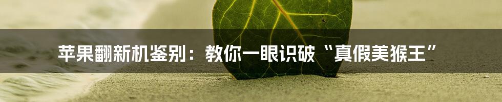 苹果翻新机鉴别：教你一眼识破“真假美猴王”