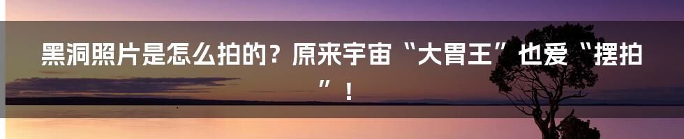 黑洞照片是怎么拍的?原来宇宙“大胃王”也爱“摆拍”!