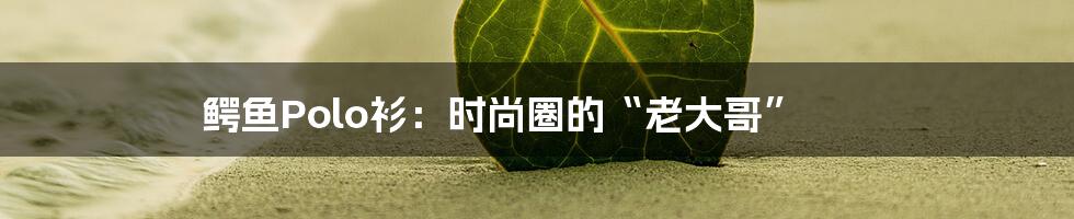 鳄鱼Polo衫:时尚圈的“老大哥”