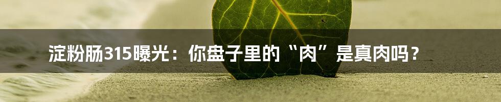 淀粉肠315曝光:你盘子里的“肉”是真肉吗?