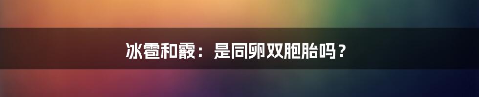 冰雹和霰:是同卵双胞胎吗?