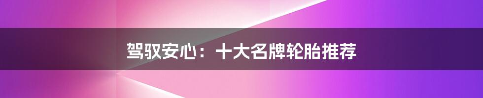 驾驭安心:十大名牌轮胎推荐